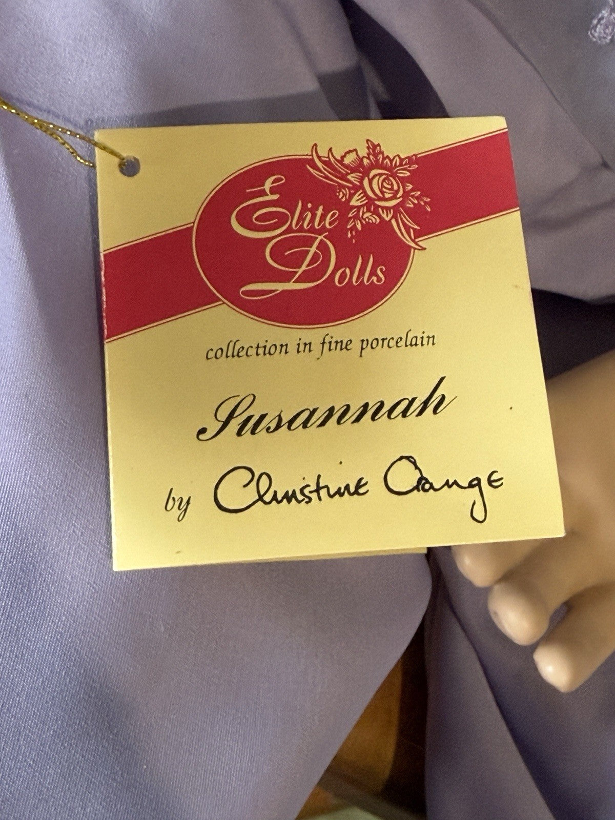 Collectible Porcelain 33” Doll “Susannah” by Christine Orange Tag