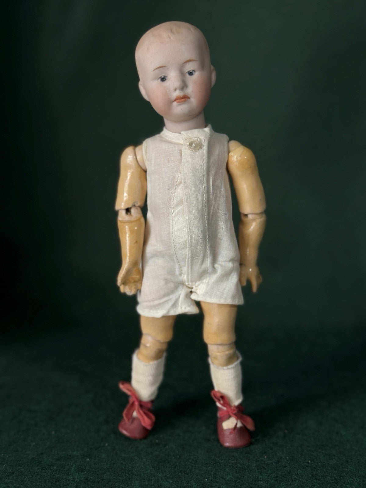 Antique German 8.5” Gebruder Heubach Bisque Head Character Boy Doll