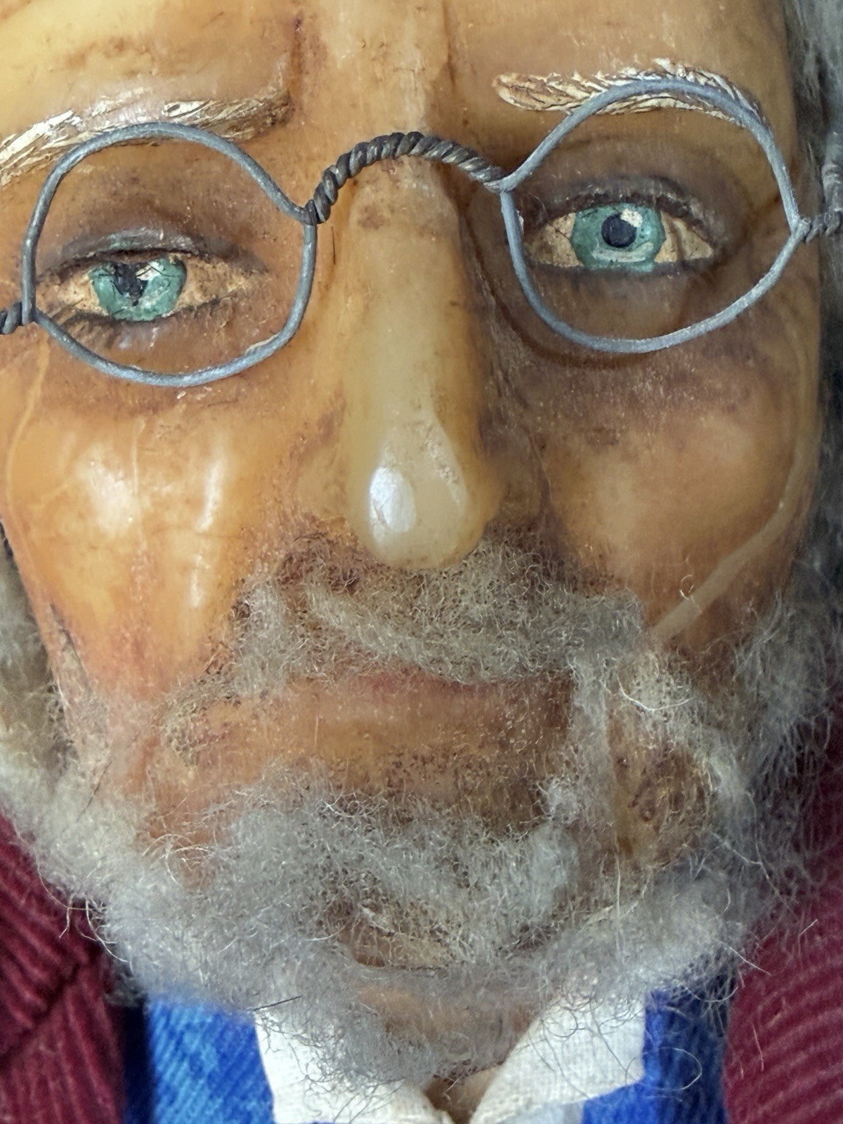 Unidentified Antique Old Men In The Wooden Chair Wax Doll