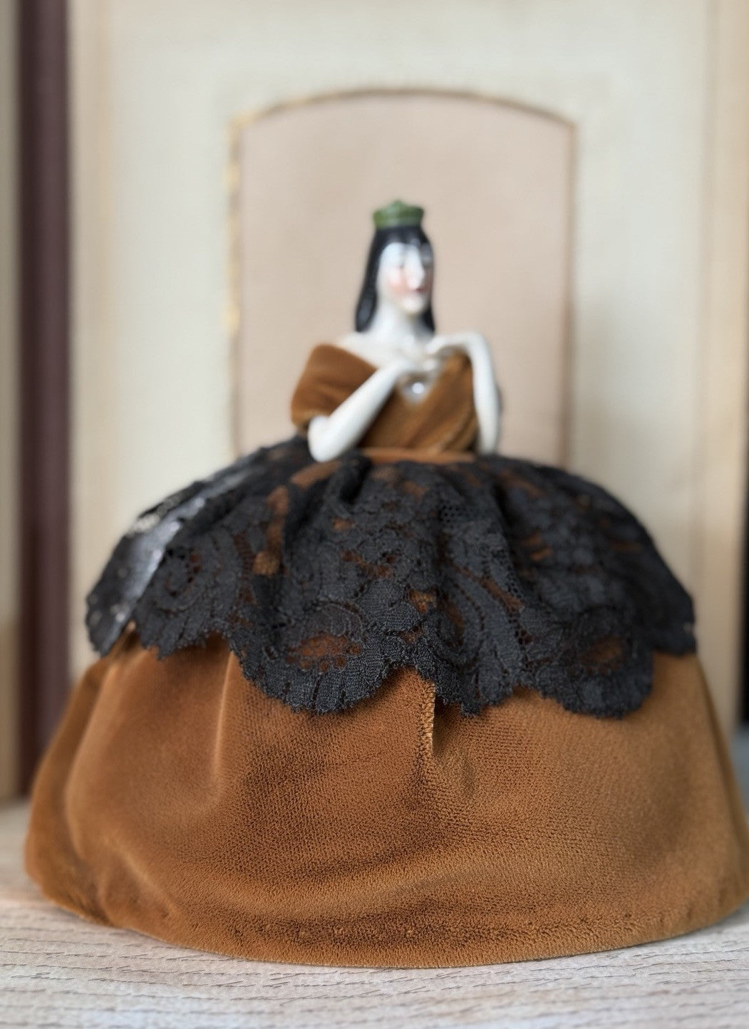 Rare Antique German Art Deco Pin Cushion Half 6 1/2” Doll