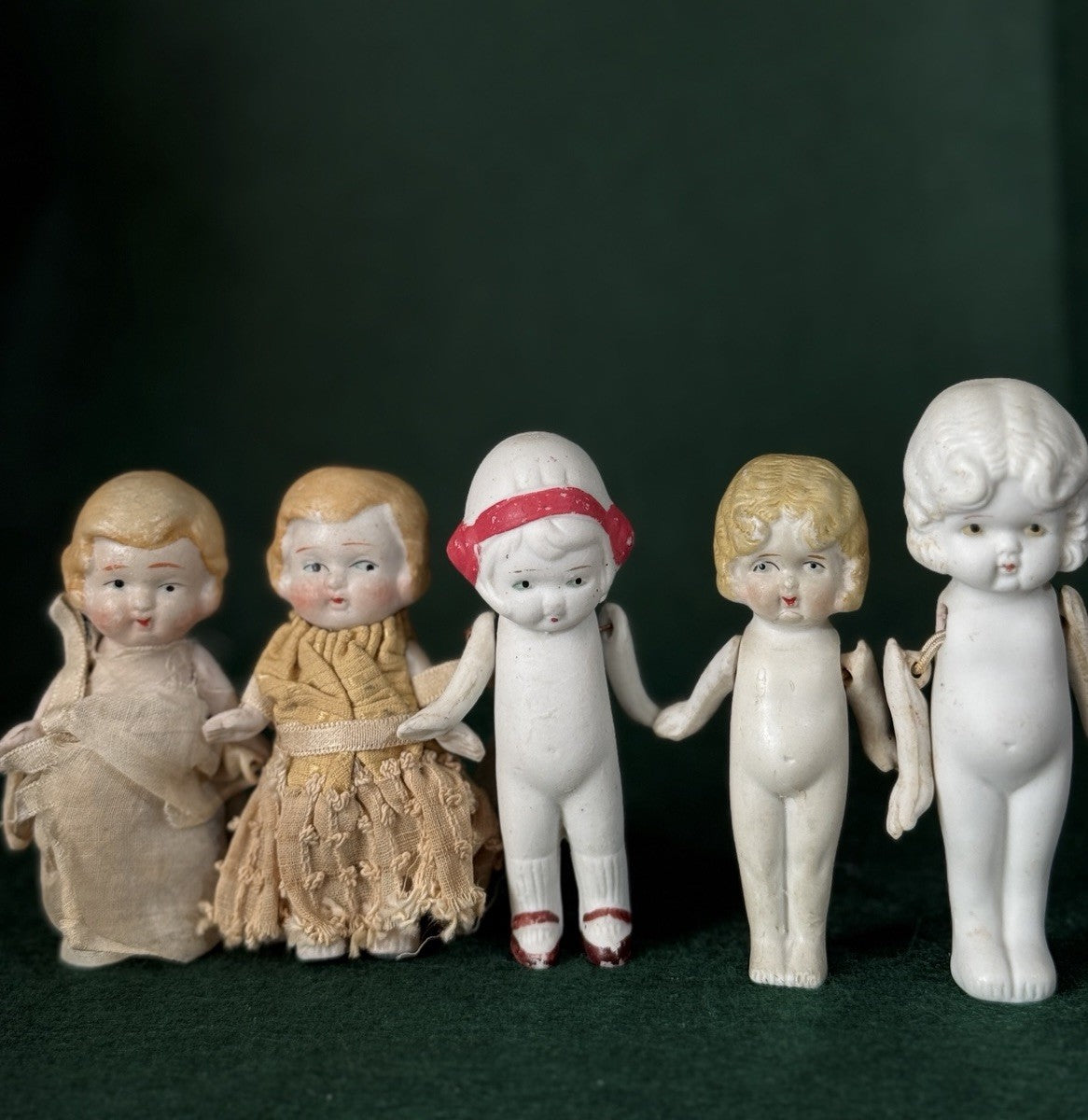 Lot Of 5 Vintage Japan Bisque Frozen Charlotte Baby Dolls