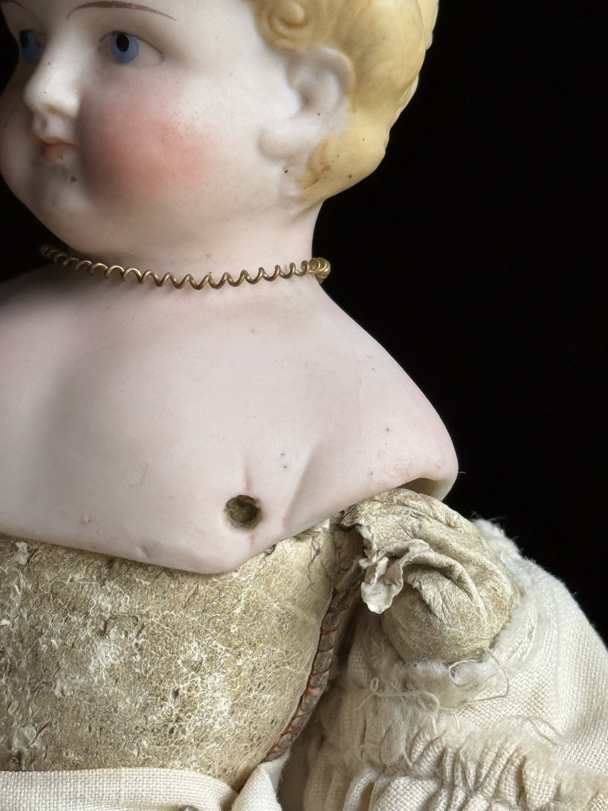 Antique German 10.5” Parian Bisque Head China Doll