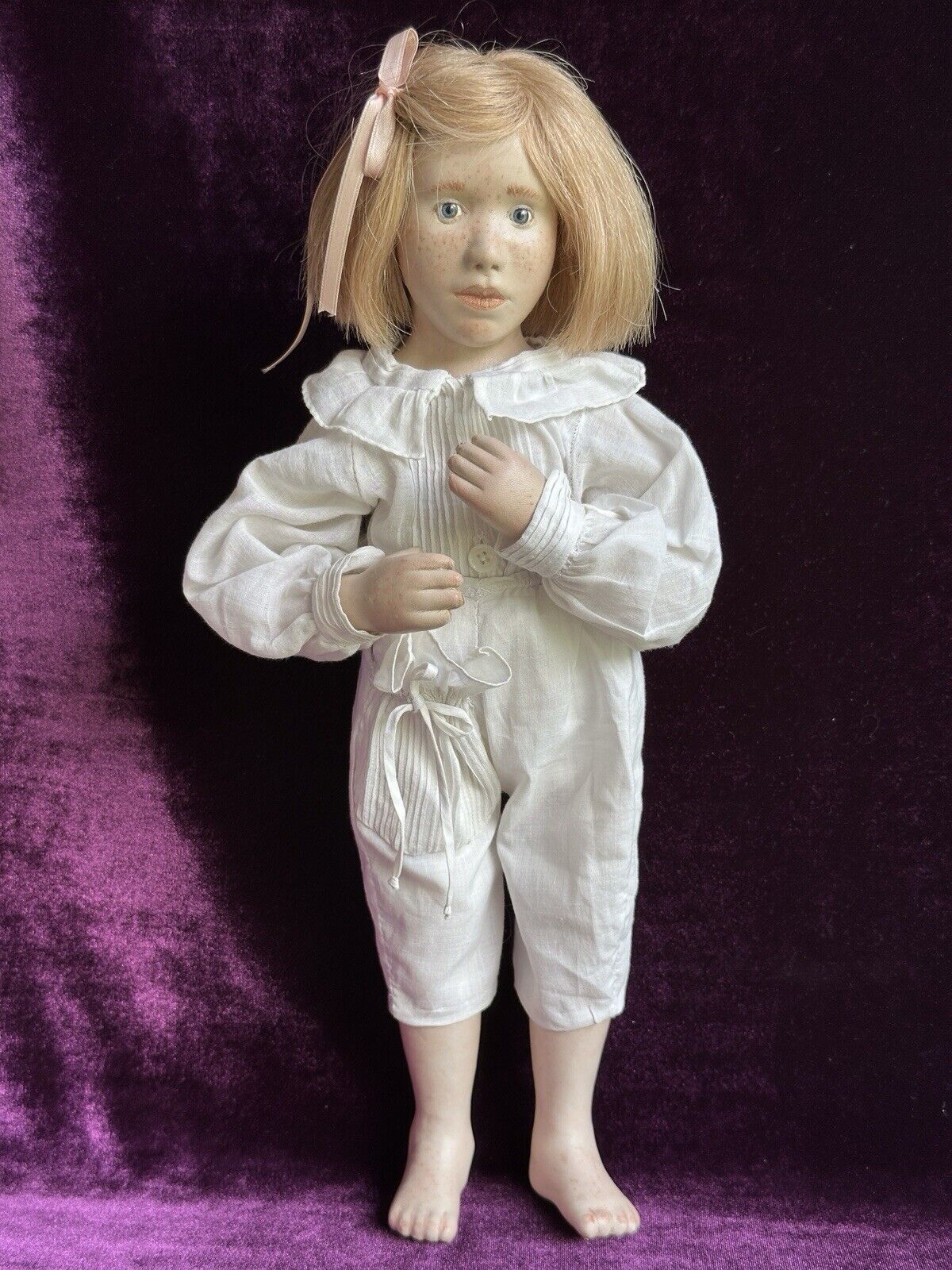 Very Rare OOAK 15.5” French Artist Malou Ancelin Leather Handmade Signed Doll