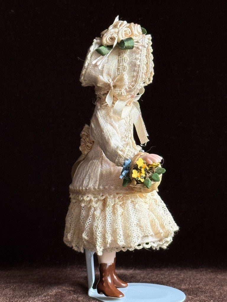 Miniature Artist 4” Porcelain Victorian Dollhouse Girl Doll