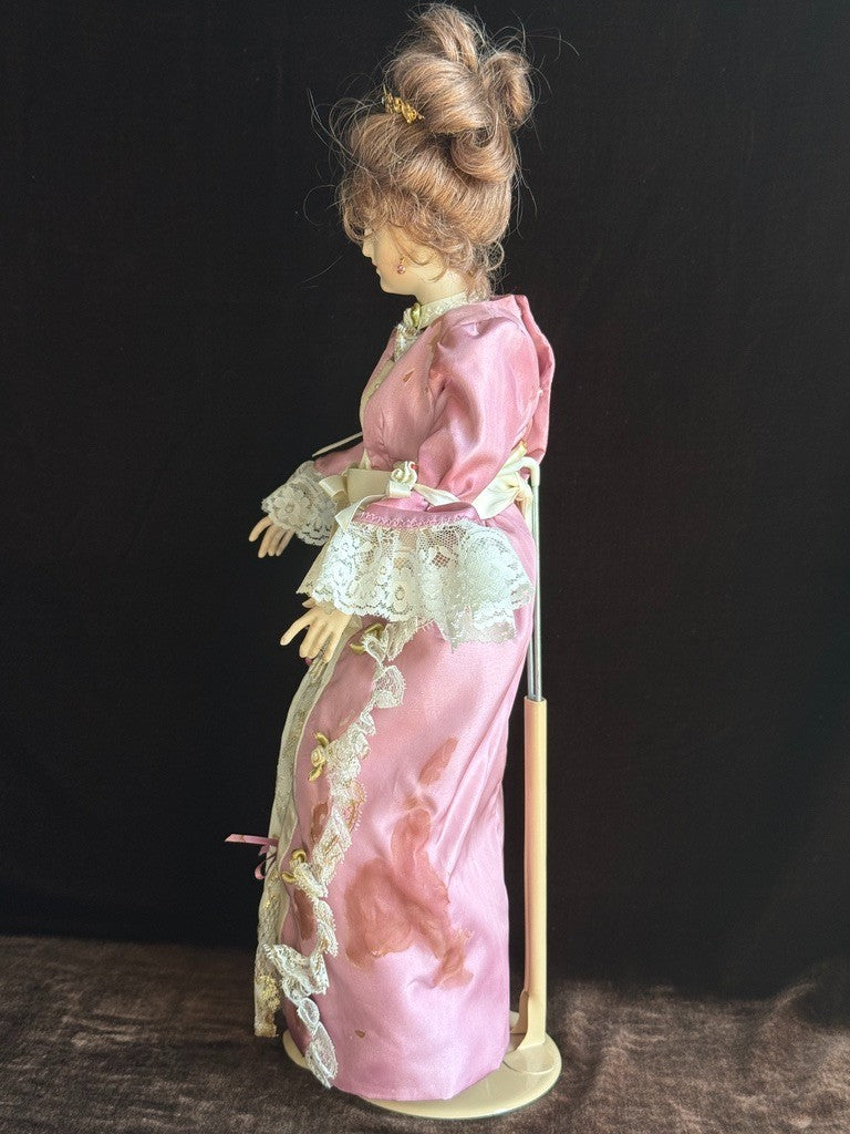 Porcelain 18.5" Reproduction of Antique Bru Lady Grace Caracter Doll with Chair