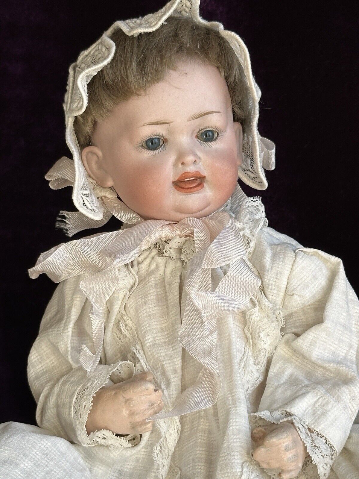 Rare Antique German 11.5” Kley Hahn 160 Open/Closed Mouth Bisque Head Baby Doll