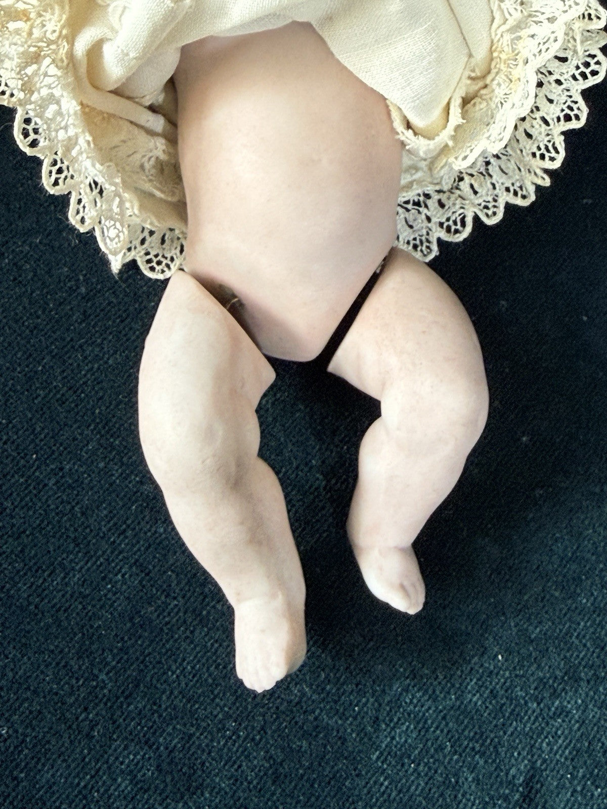 Antique German 5” All Bisque Miniature Baby Doll
