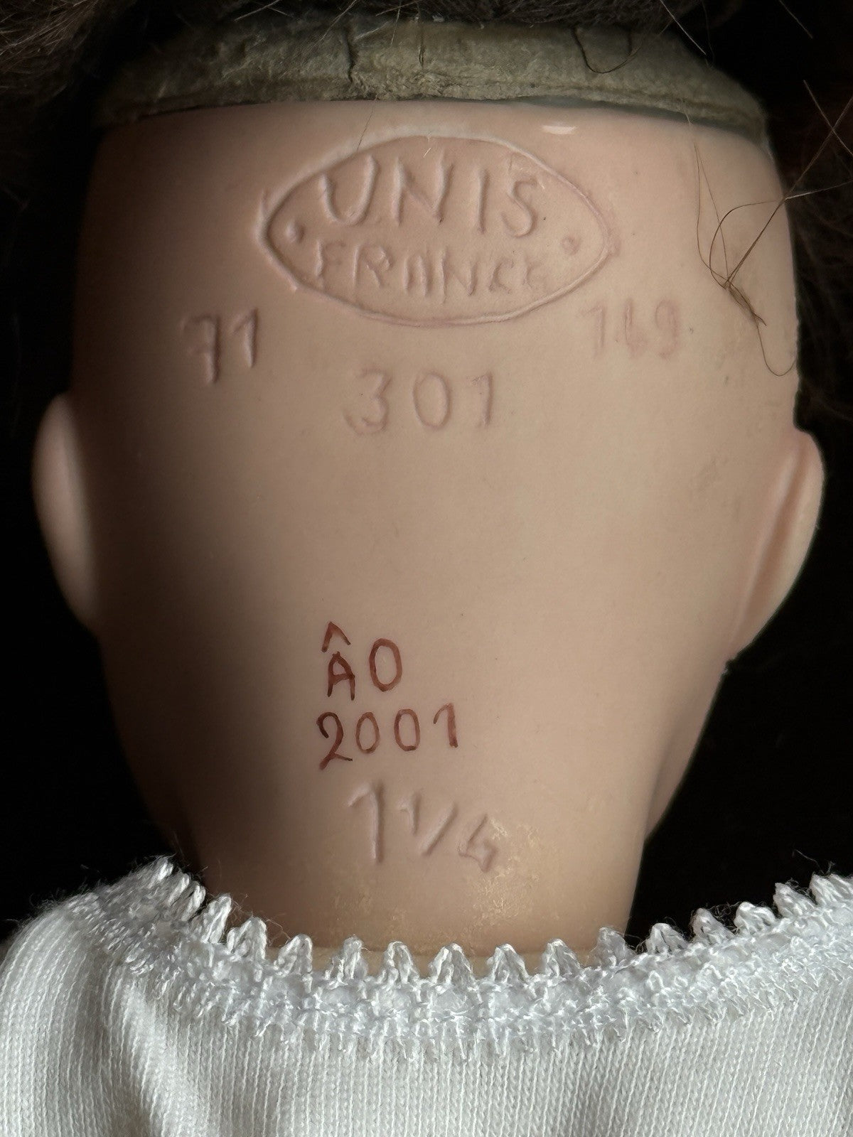 Collectible 12" Porcelain Composition Reproduction of Bleuette Unis 301 Doll