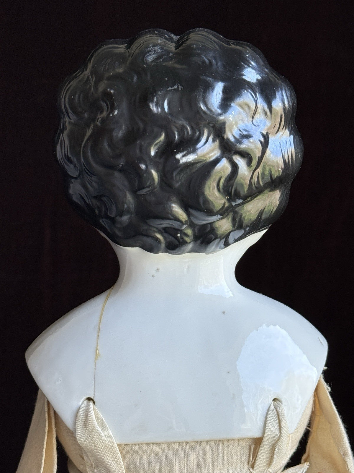 Antique German Hertwig 24” Lowbrow China Head Doll