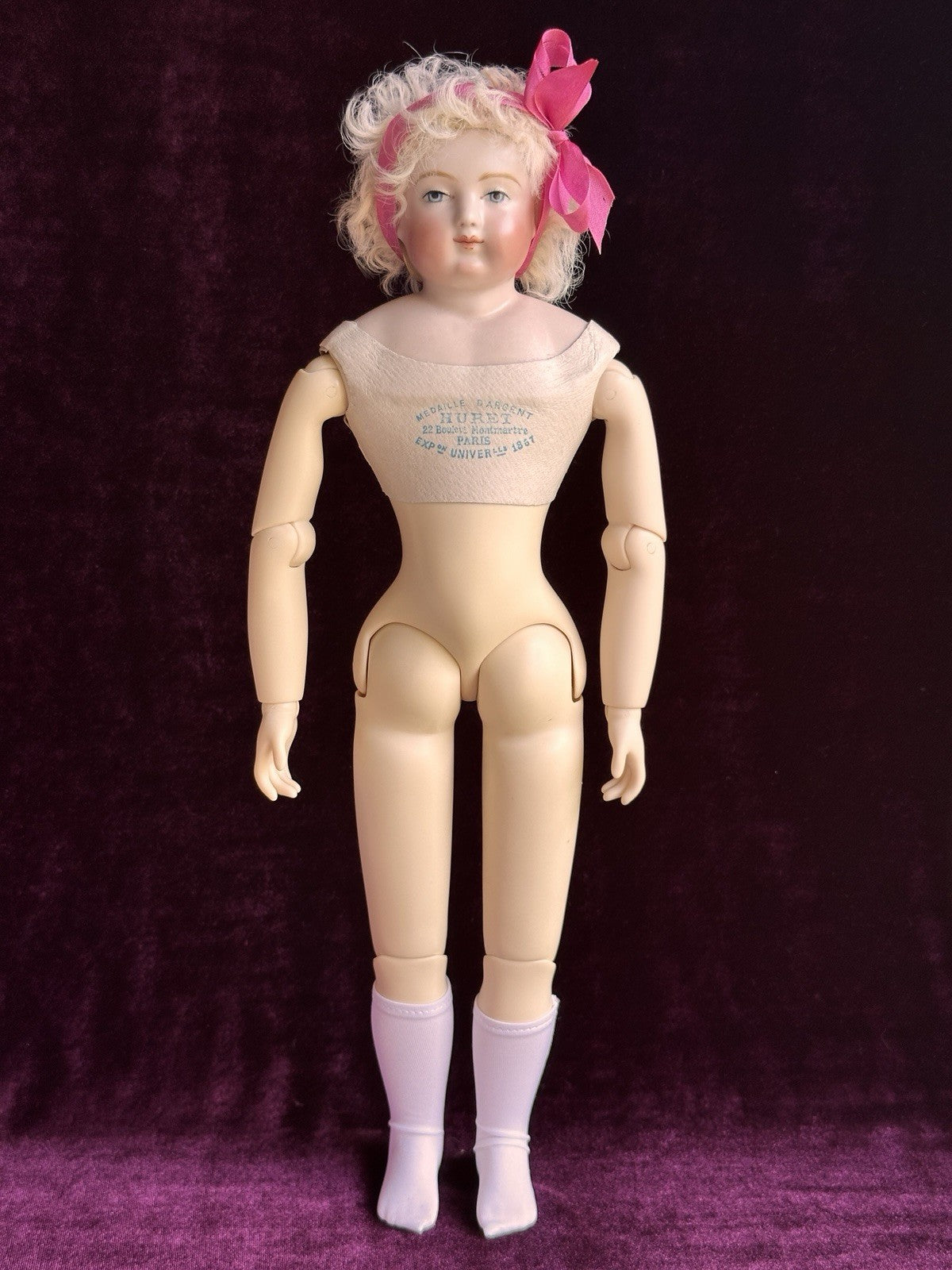 Collectible 15.5” Porcelain Repro of Antique French Huret China Fashion Doll