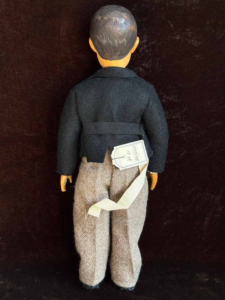 Rare Vintage 10” Swiss Huggler Wood Carved Jointed Boy Doll