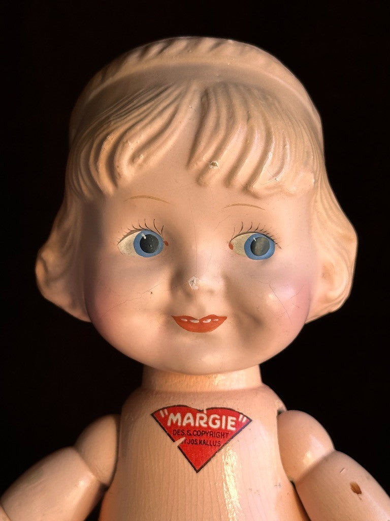 Vintage 9.75" Cameo Kallus Margie Composition/Wood Doll