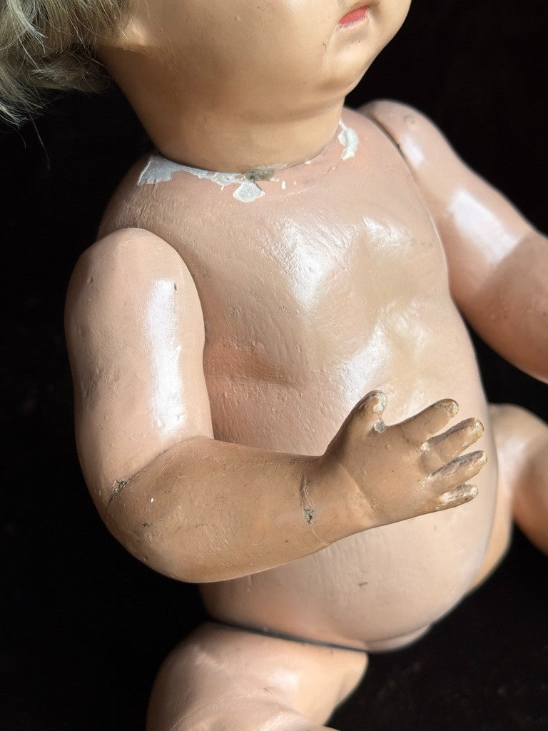 Antique American 14.5” Schoenhut Wooden Baby Doll