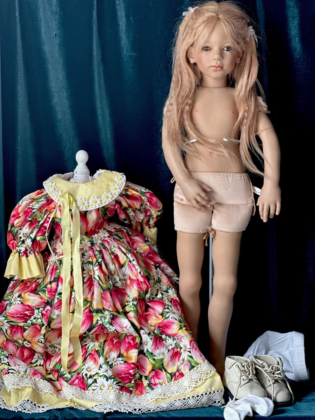Collectible German Annette Himstedt Vinyl 31” Doll “Siri” (?) Redressed