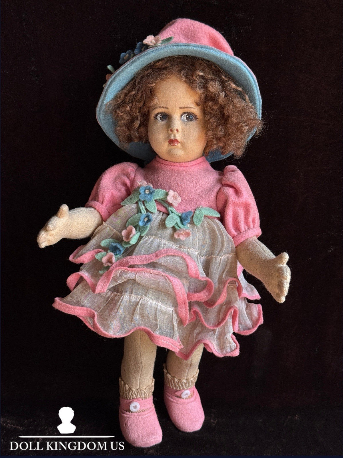 Vintage Italian 12” Lenci 111 Felt Cloth Character Girl Doll