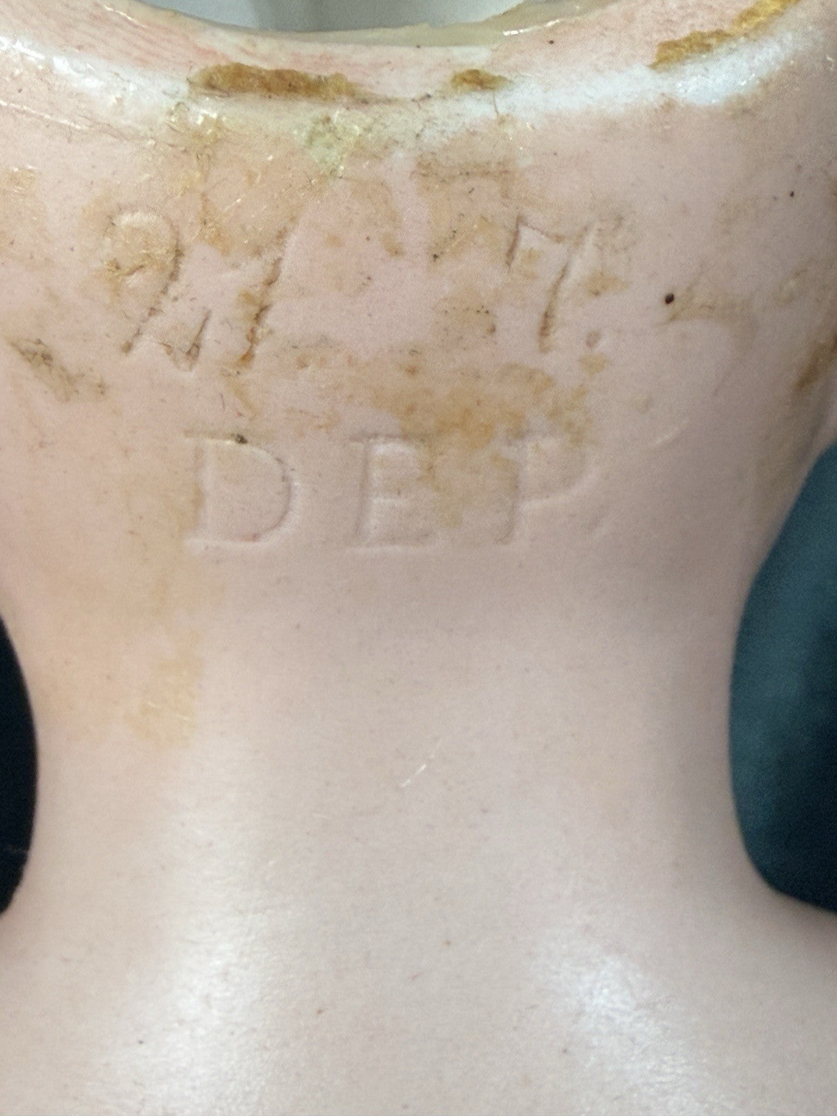 Unidentified Mold 21 7 Dep Antique German 20” Doll Bisque Head Leather Kid Body