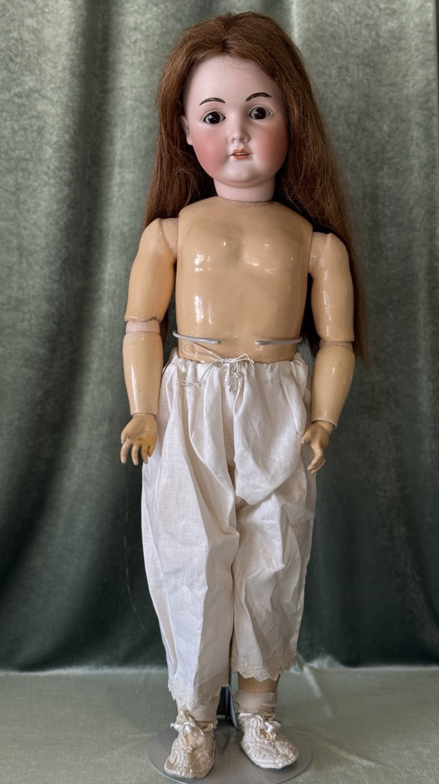 Large 32” Antique German Queen Louise Doll Bisque Head Composition Body