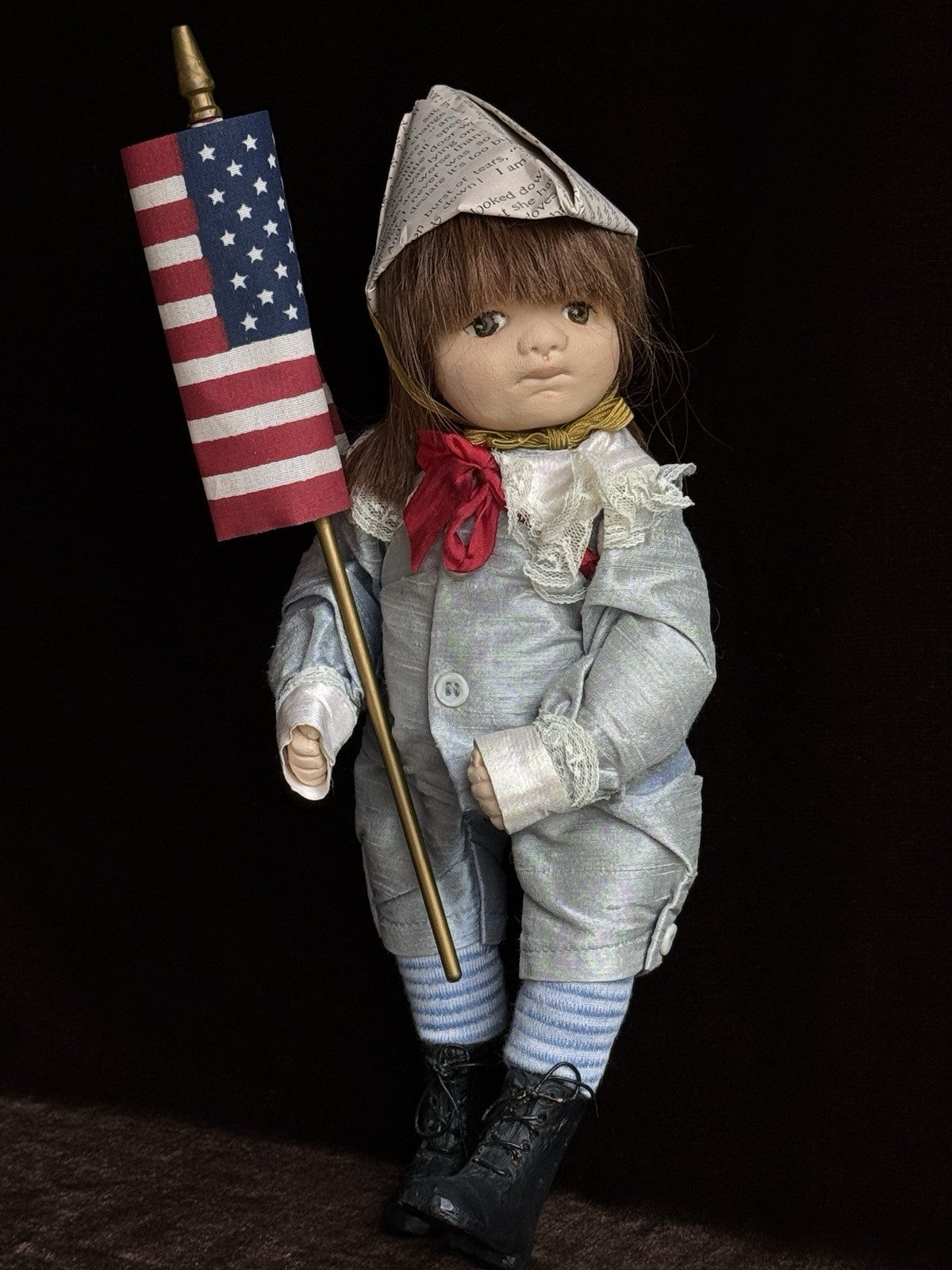 Vintage Handmade 11” Oil Painted Stockinette Cloth Doll by Artist Nancy Latham