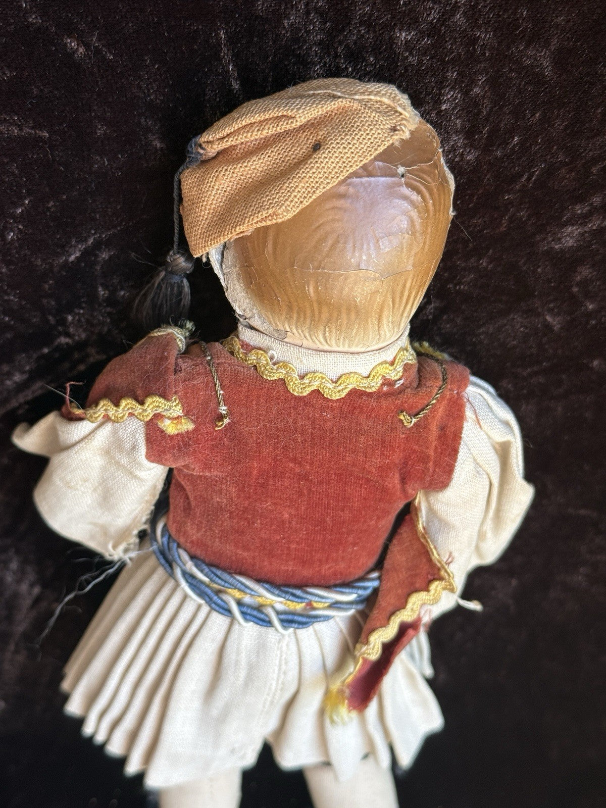 Lot of 2 Antique Composition Cloth Doll In Traditional Greek Costumes