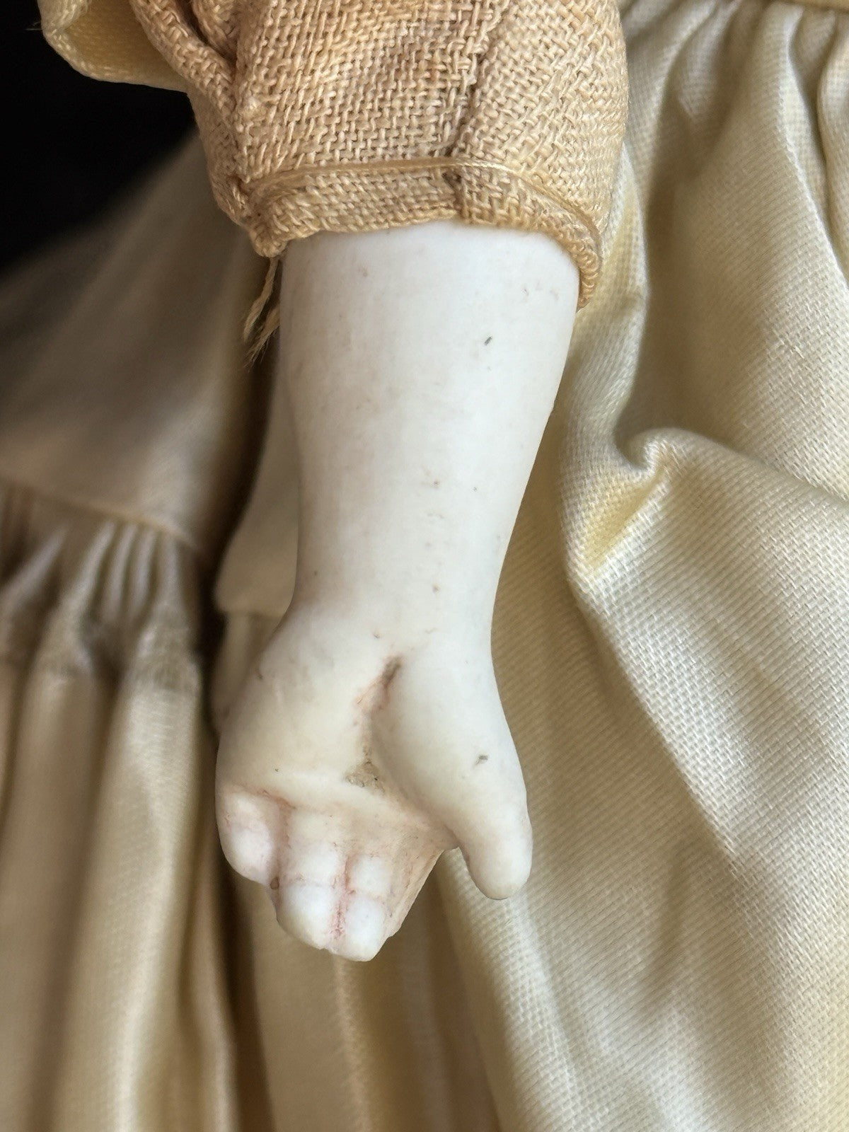 Antique German 16.5” Bisque Cloth Parian Bride Doll
