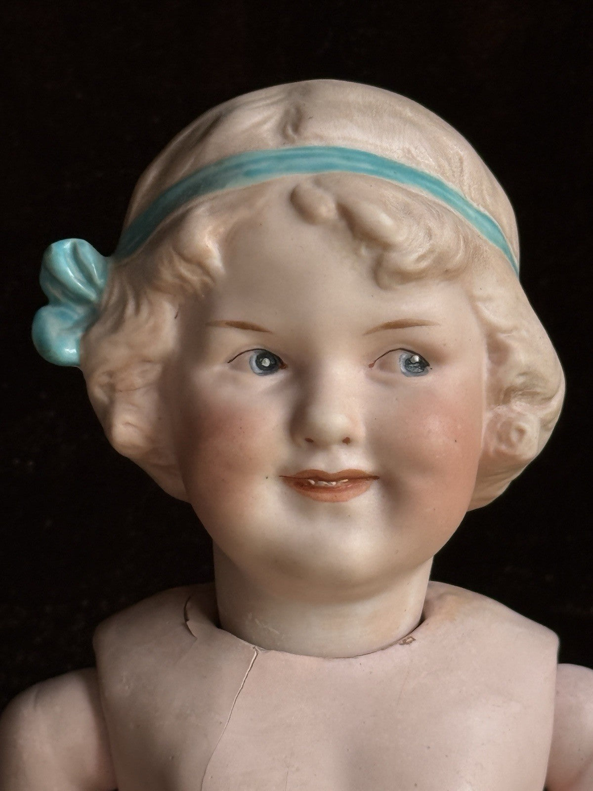 Antique German 12” Gebruder Heubach Coquette Bisque Head Character Girl Doll
