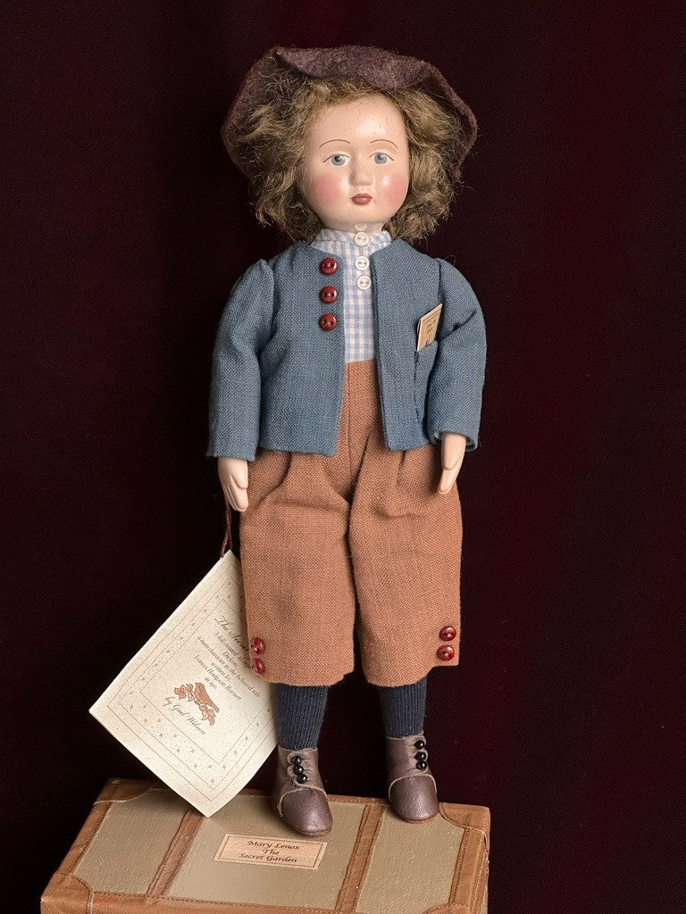 Collectible 9.5” UFDC Gail Wilson Dickon The Secret Garden Papier Mache Doll Tag