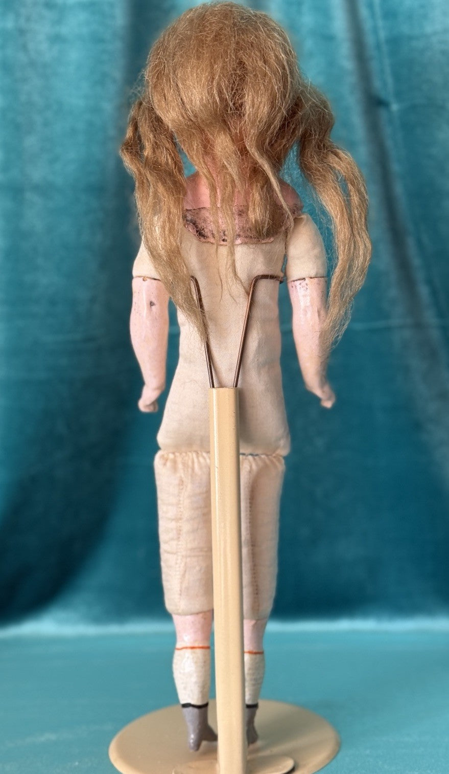 Antique German Wax Paper Mache 13” Doll with Glass Sleepy Eyes