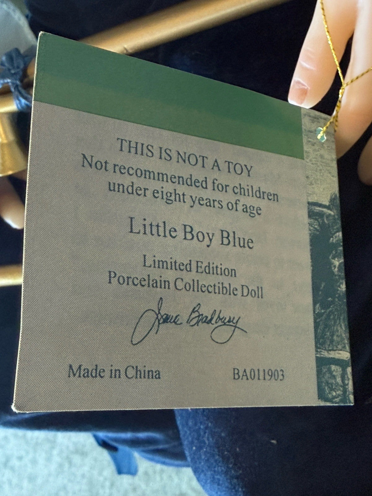 Artist Collectible Resin “Little Boy Blue” 32” Doll by Jane Bradbury LE 600