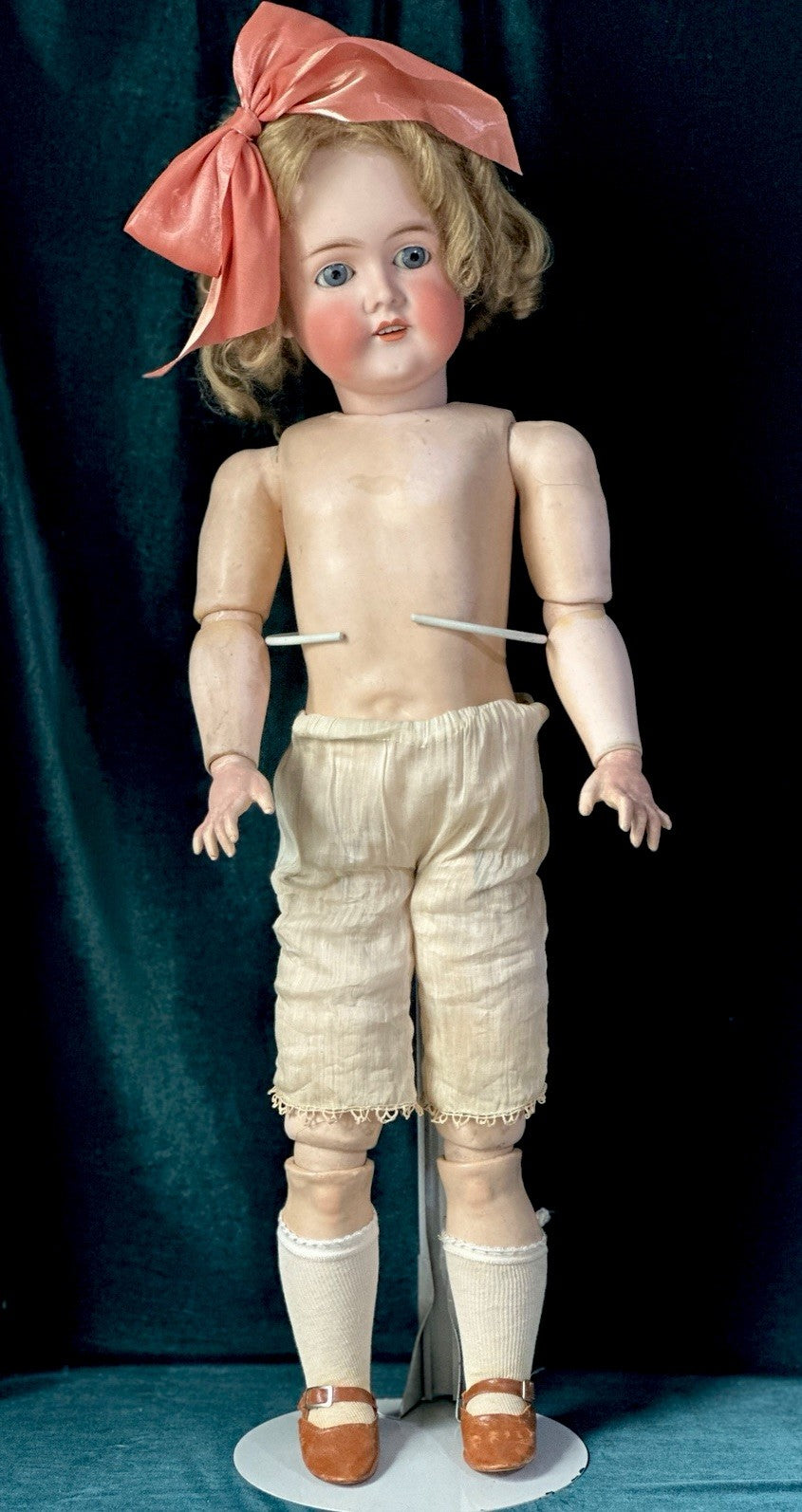Antique German 29” Queen Louise Doll Bisque Head Composition Body