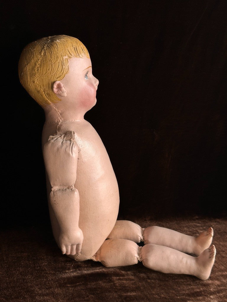 Antique American Martha Chase 20" Oil Painted Cloth Hospital Baby Doll Stumped