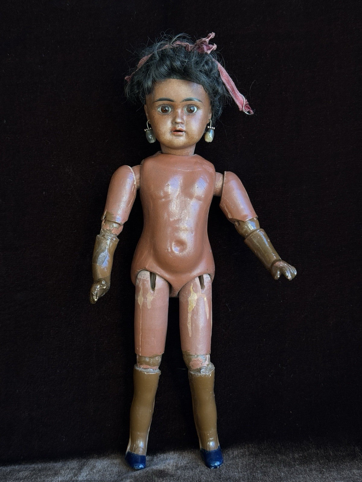 Rare Antique German 10.7” Bahr & Proschild 277 Dark Complexion Bisque Head Doll