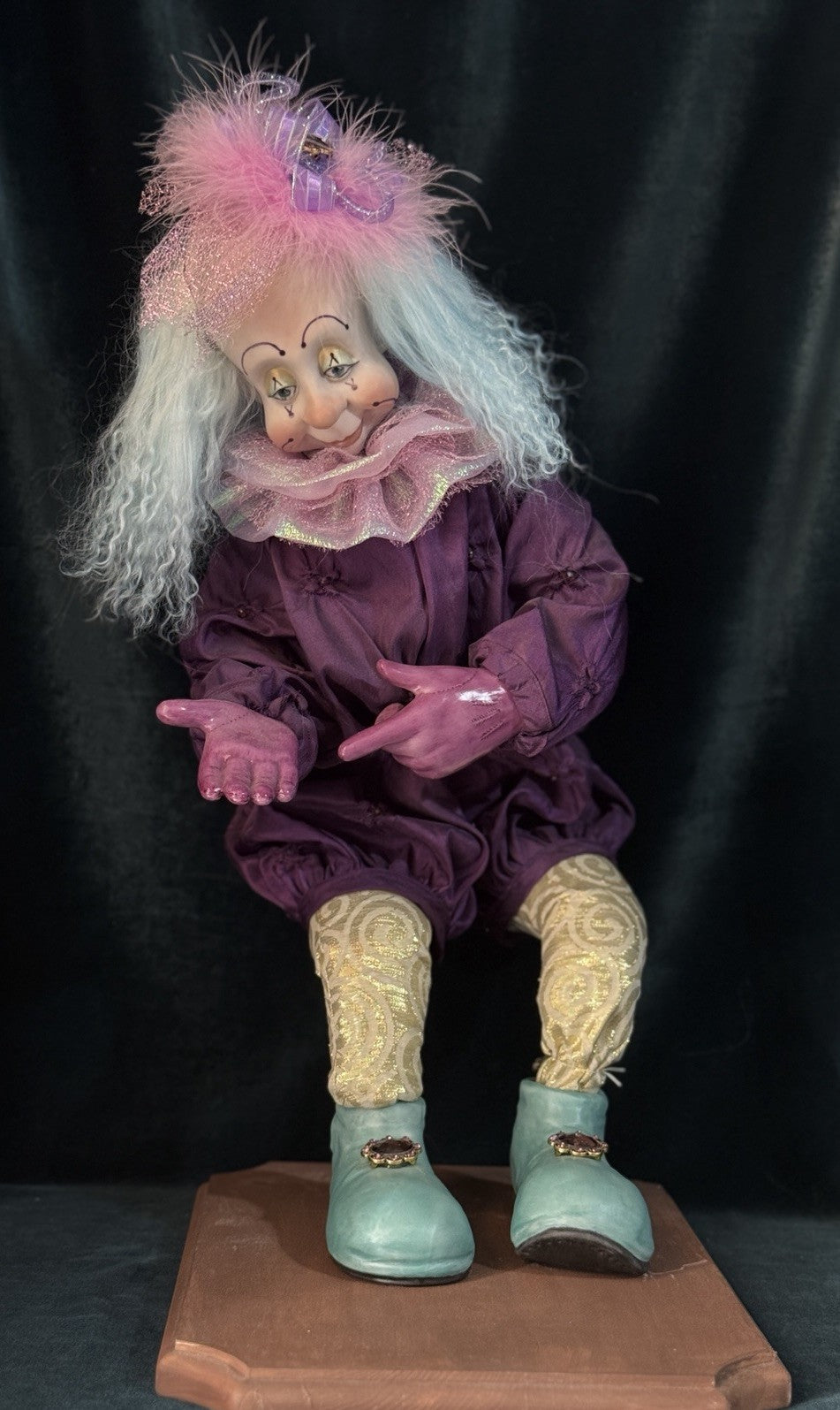 Artist Cynthia Baron Porcelain Jester Clown Mold “Kukla Klown” 18” Doll