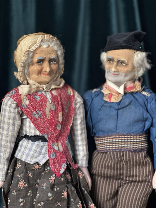 Lot Of 2 Large Antique 1940’s (?) French  Ravca Cloth  19” Dolls