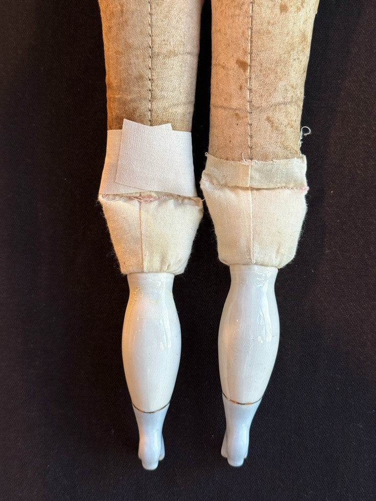 Antique German Hertwig 16” Lowbrow China Head Fashion Doll
