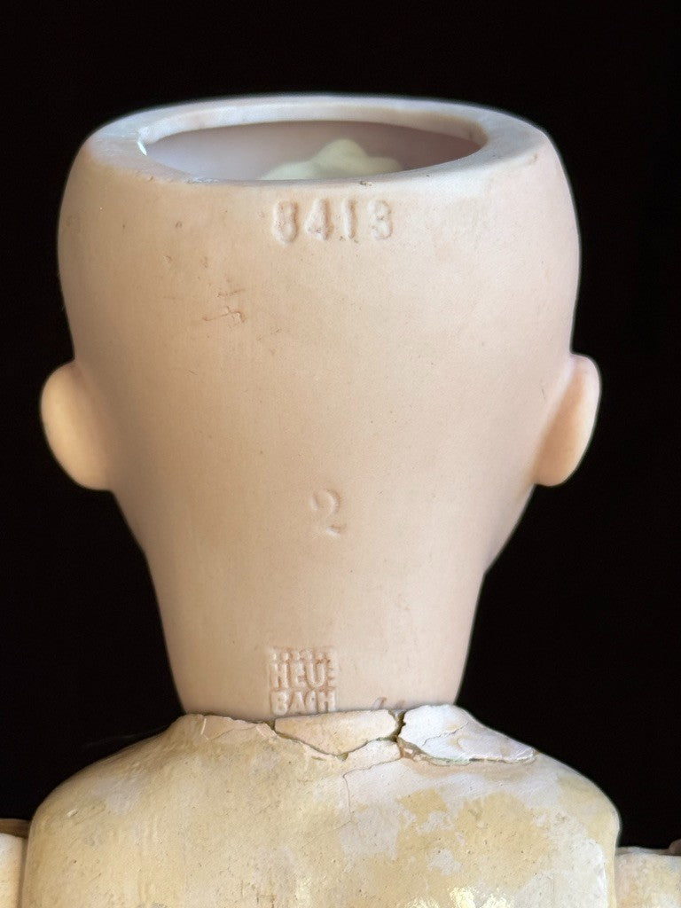 Antique German 12” Gebruder Heubach 8413 Bisque Head Character Boy Doll