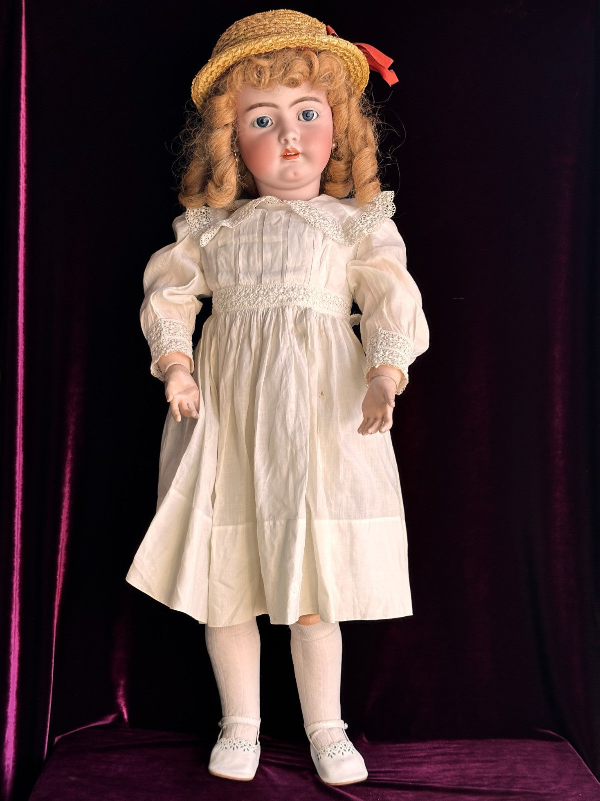 Huge Antique German 36" Franz Schmidt 85 Bisque Head Doll