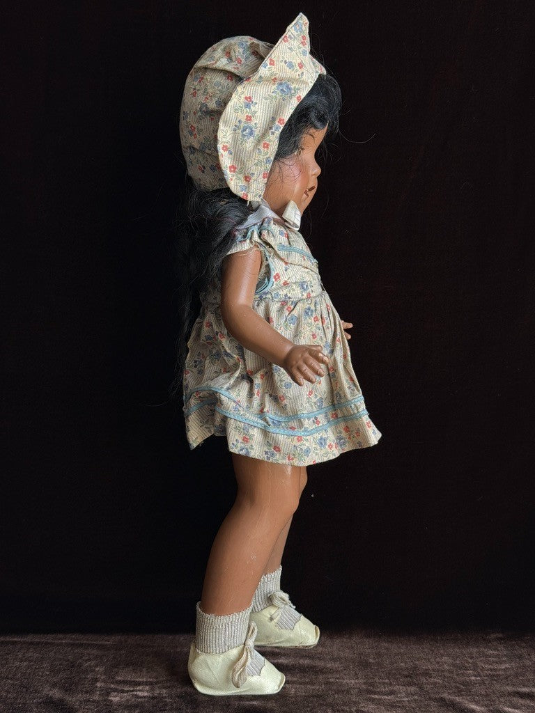 Rare Vintage American 18" Lu Jon Composition Dark Complexion Doll with Tag