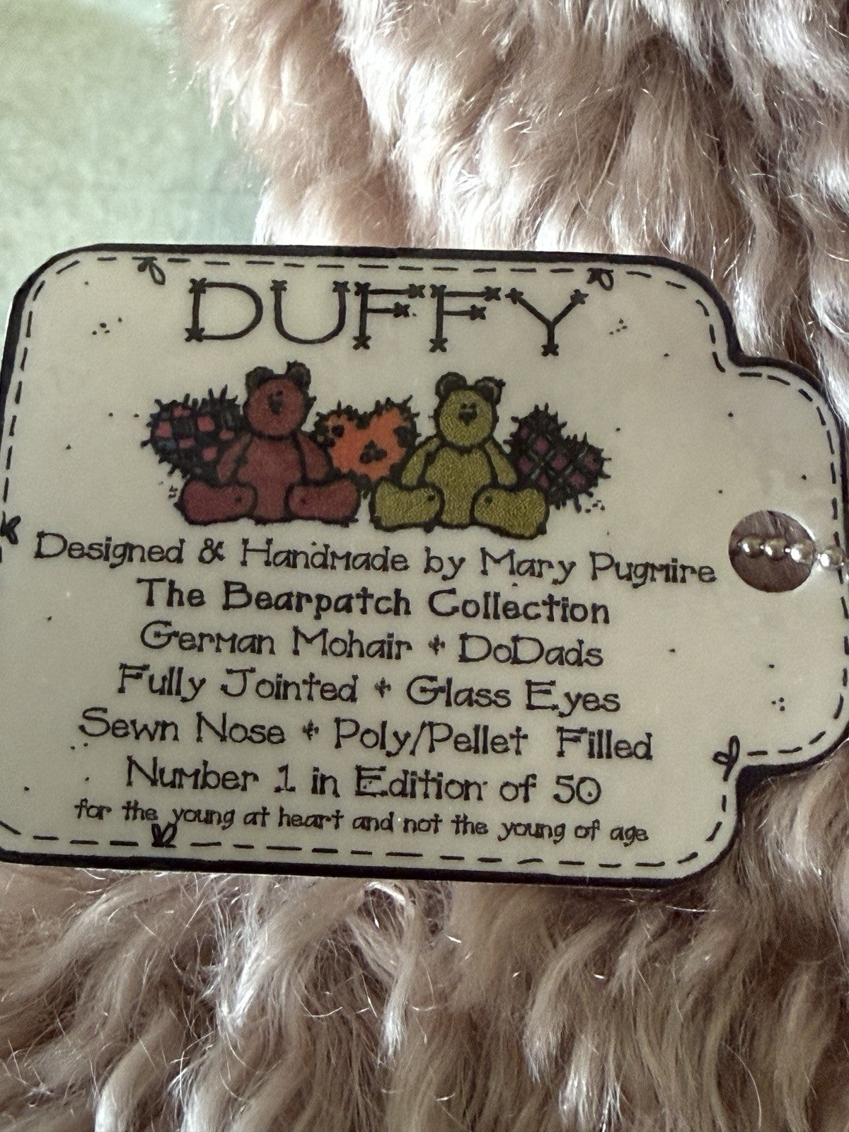Collectible Artist German Mohair 22” Bear "Duffy" BY Mary Pugmire LE 1/50