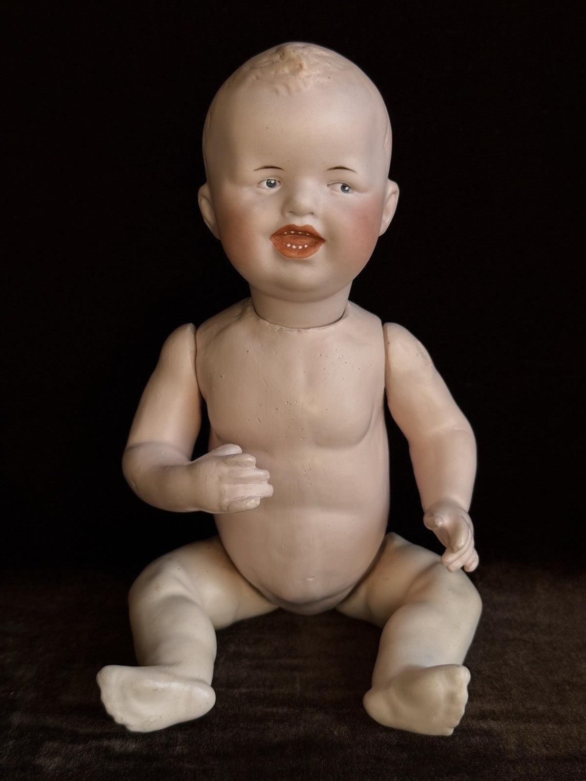 Antique German 10.5” Gebruder Heubach 8191 Bisque Head Character Baby Boy Doll