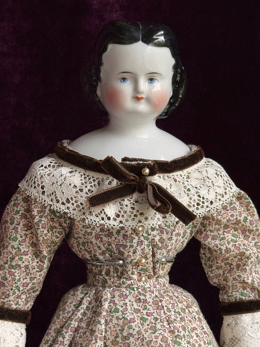 Antique German 15” Adelina Patty China Shoulder Head Doll