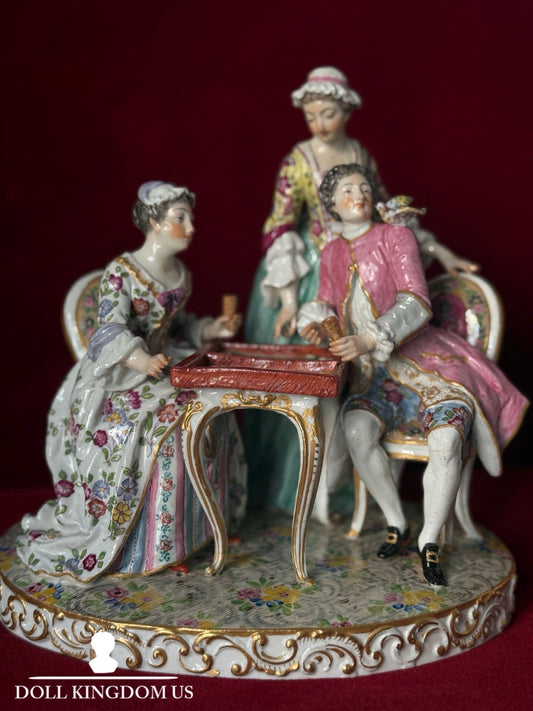 Rare Antique Porcelain Large Figural Group Figurine By Edmé Samson France 1910’s