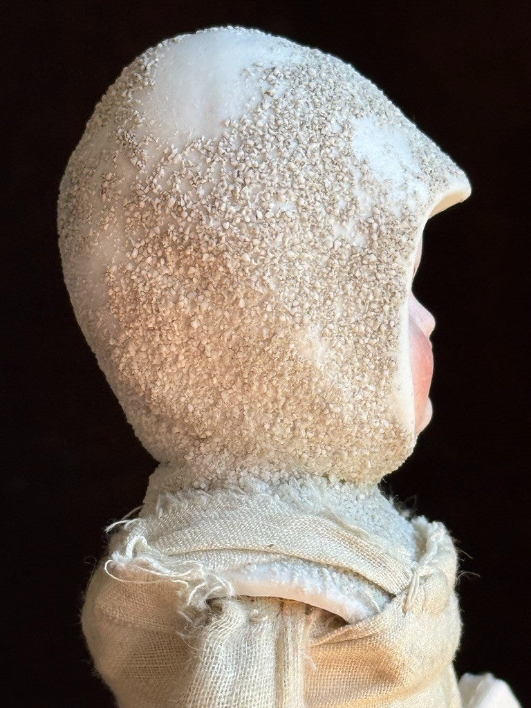 Antique German 10.5" Hertwig Snow Baby Style Molded Hat Parian Doll