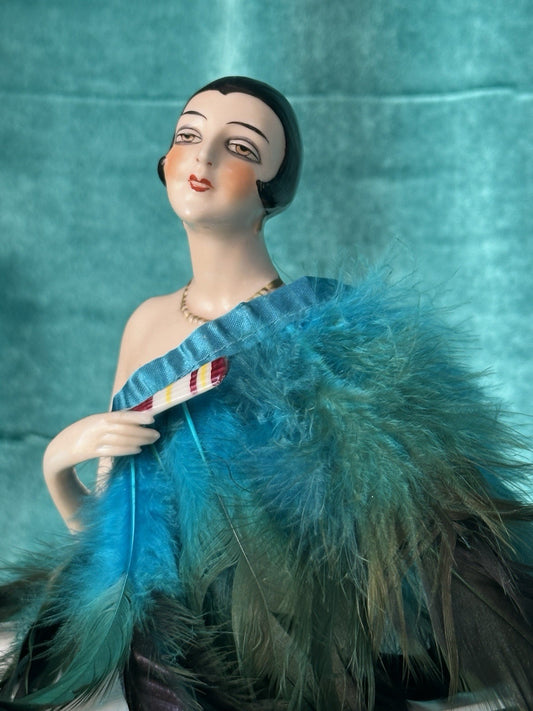 Antique German Art Deco Flapper Pin Cushion Half 5 1/2” Doll