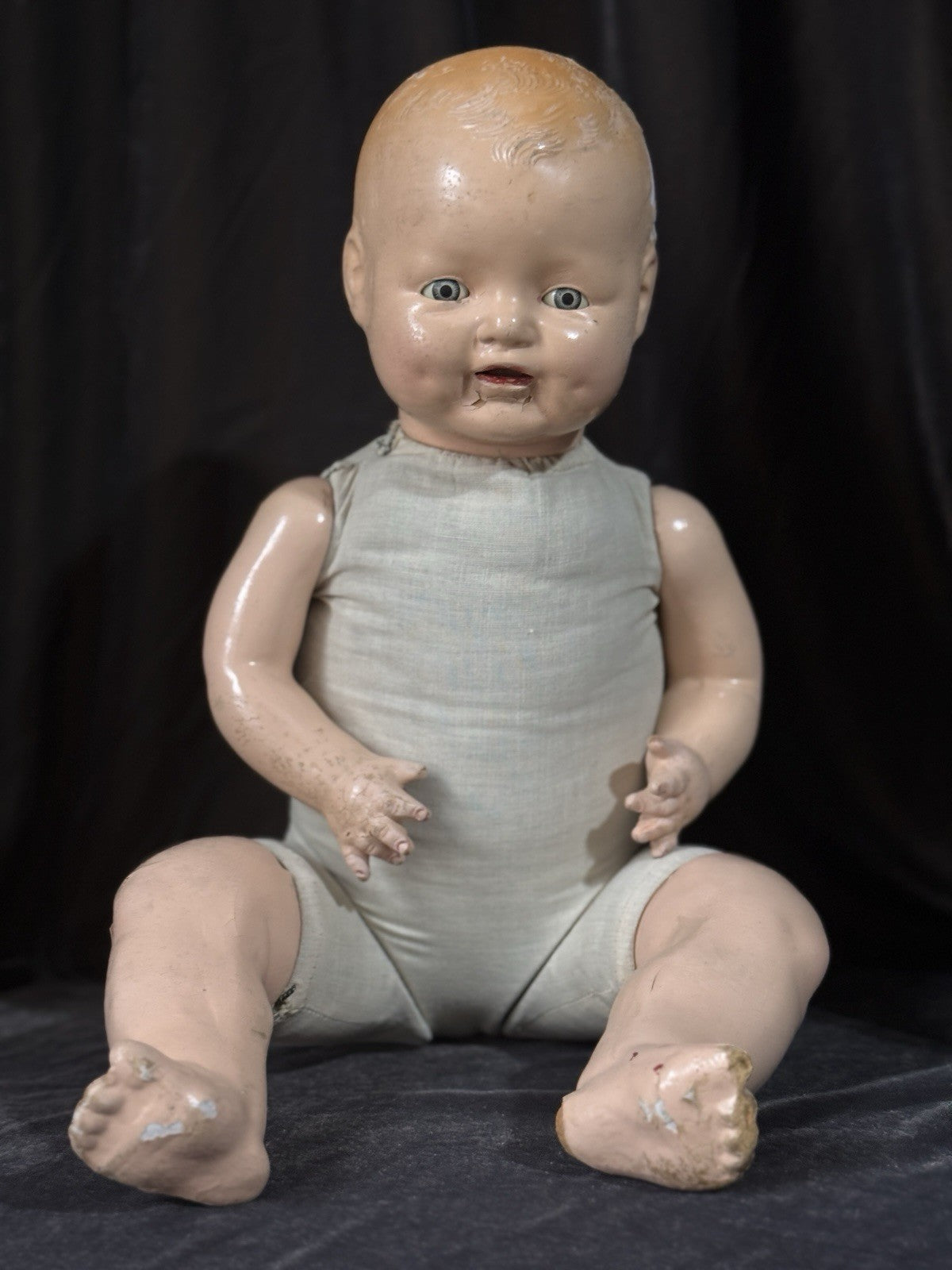 Vintage American E.I.H Horsman Composition 20” Doll “Dimples”