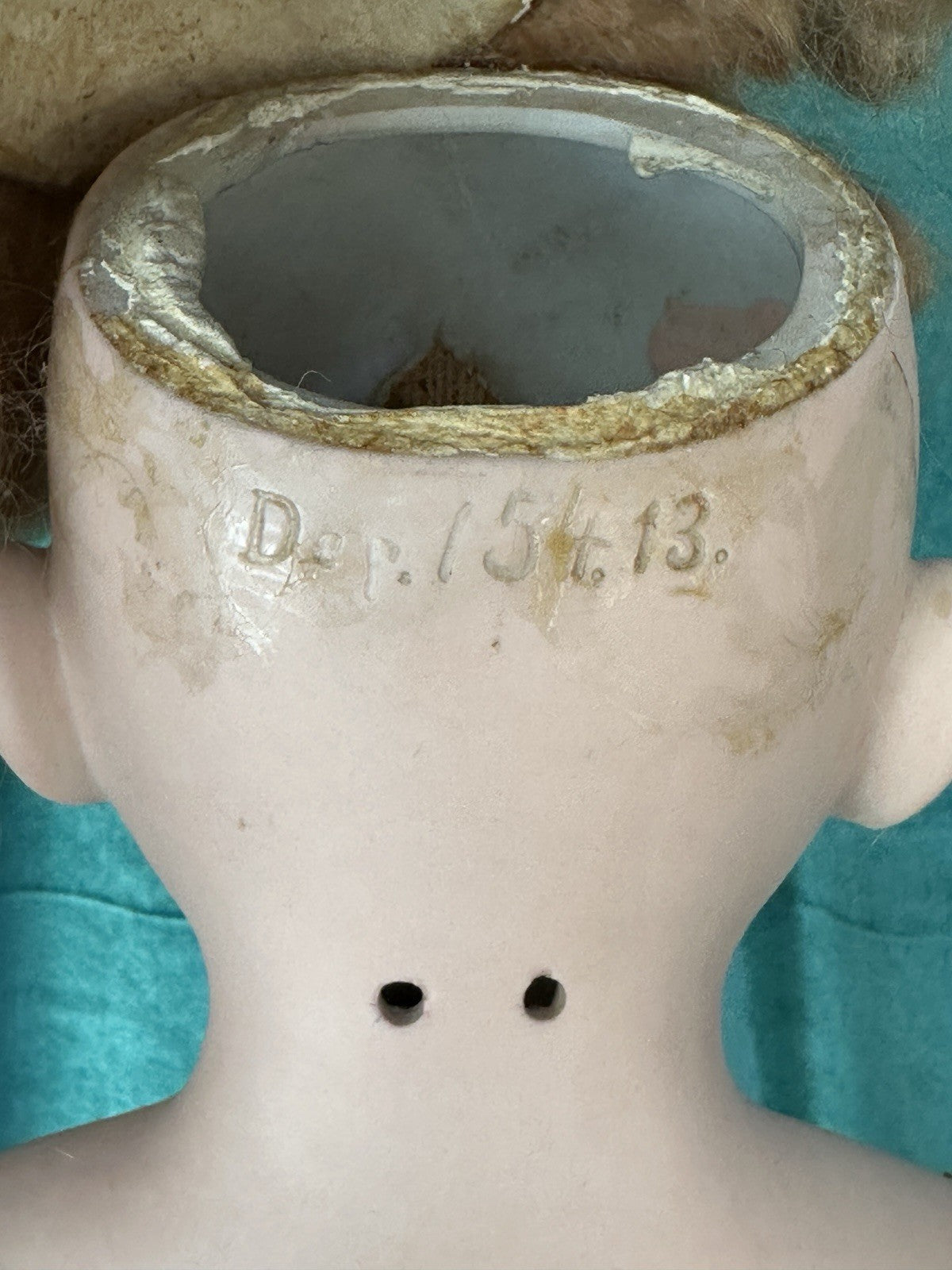 Antique JDK Kestner Mold Dep 154.13 25” Doll Bisque Head Leather Body Sticker