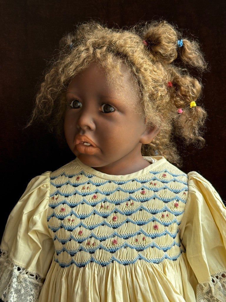 Lifelike 28" Artist Pauline Middleton Porcelain African American Girl Doll LE 20