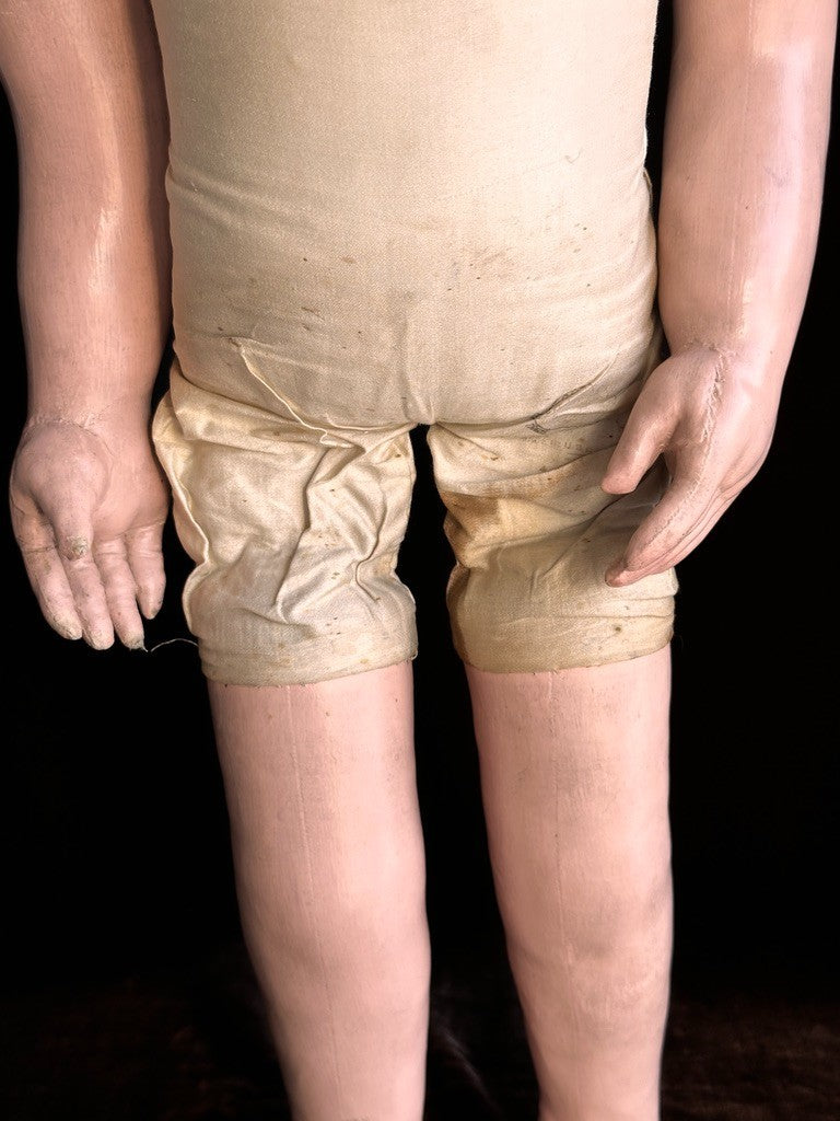 Huge Antique American Martha Chase 28" Oil Painted Cloth Toddler Doll