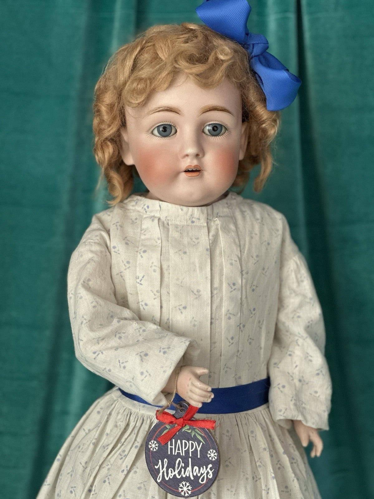 Antique JDK Kestner Mold Dep 154.13 25” Doll Bisque Head Leather Body Sticker