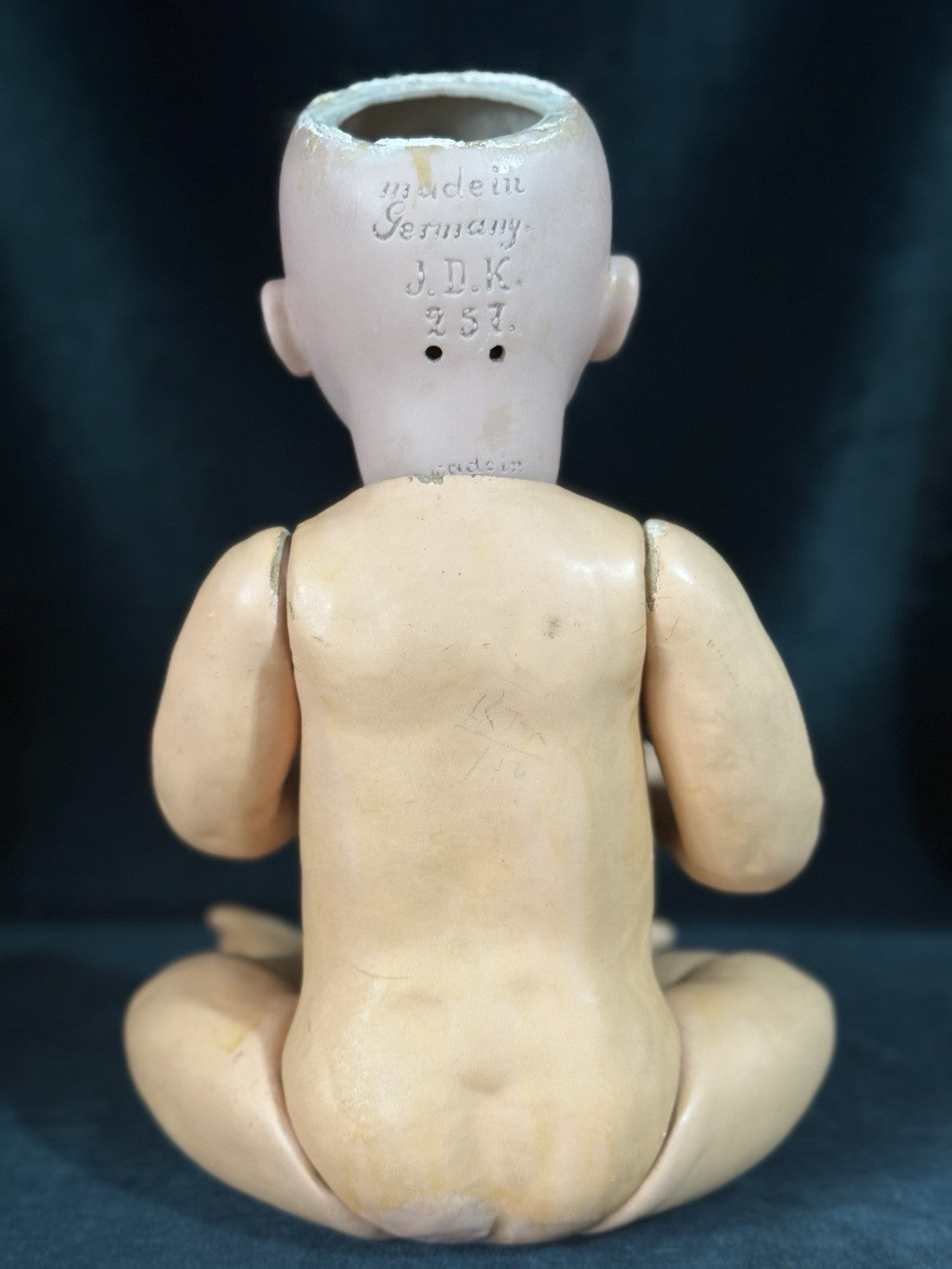 Antique German J.D. Kestner Mold 257 Bisque Head Character Baby 17” Doll