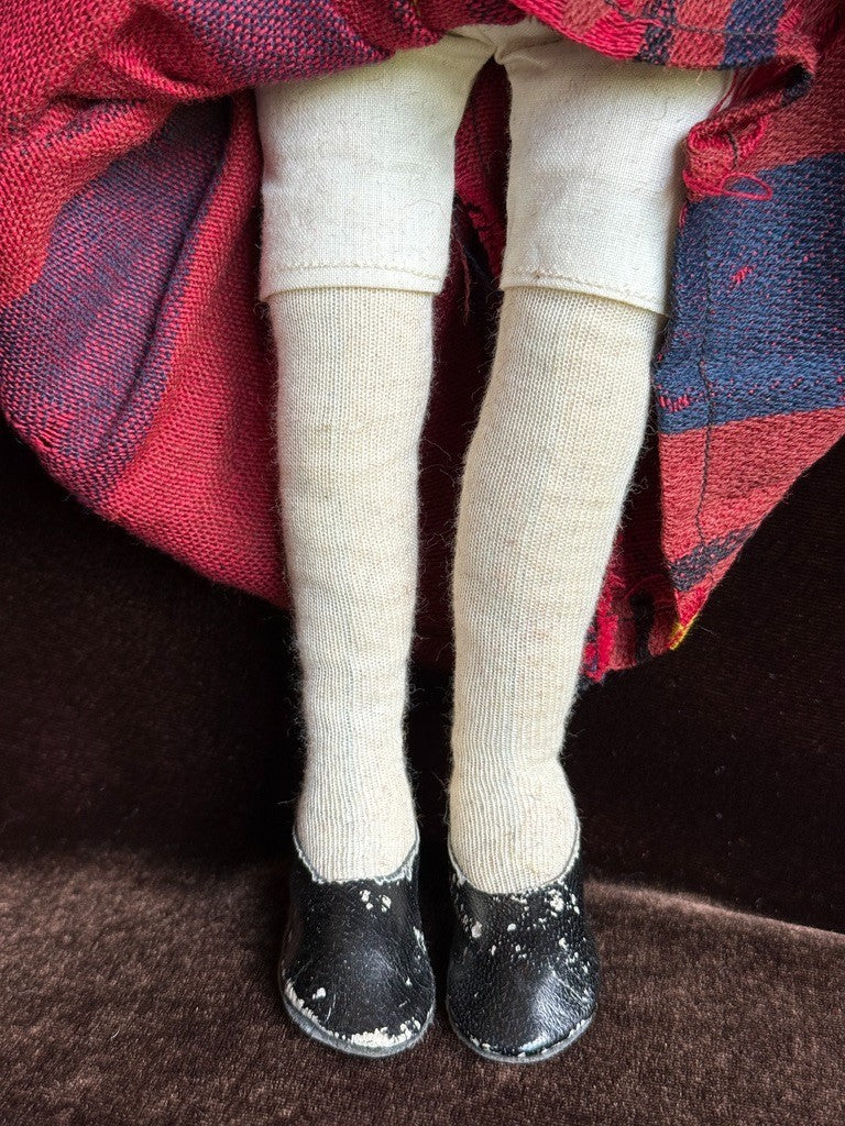 Unidentified Vintage 11.5" Oil Painted Cloth Character Doll